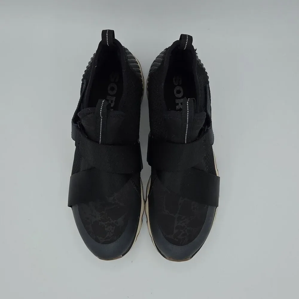 Sorel Kinetic NL3374-010 Women's Black Sneak Slip On Sneaker Shoes Size 10.5 EUC
